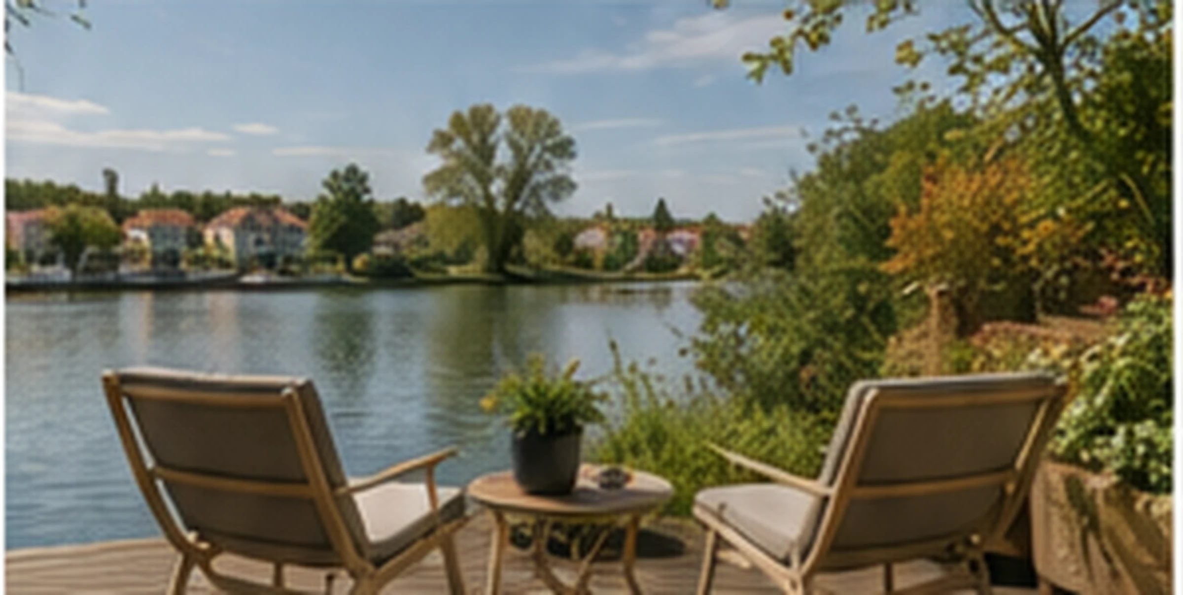 Ruhige Terrasse am Wasser als Wohnidee für Wien