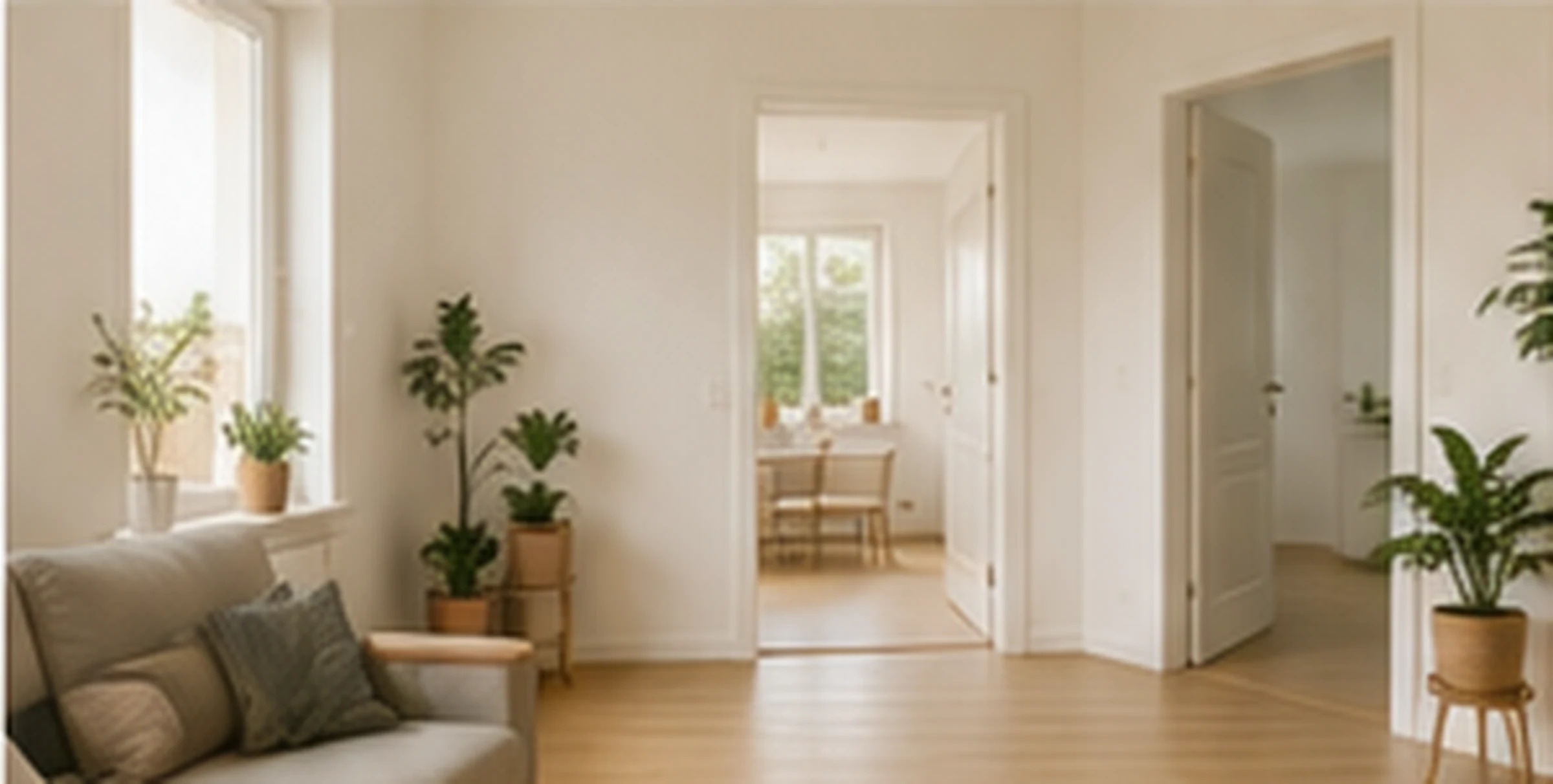 Helle, überschaubare Wohnung mit breiten Durchgängen